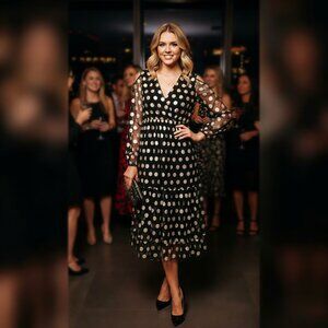 Long sleeve polkadot dress, made in Italy